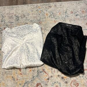 2 leopard satin blouses